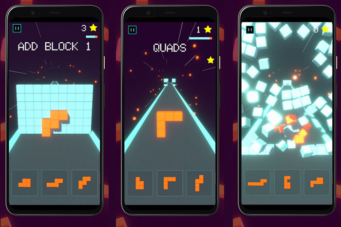 Gameplay from Drop a Block – Multiple mobile screens